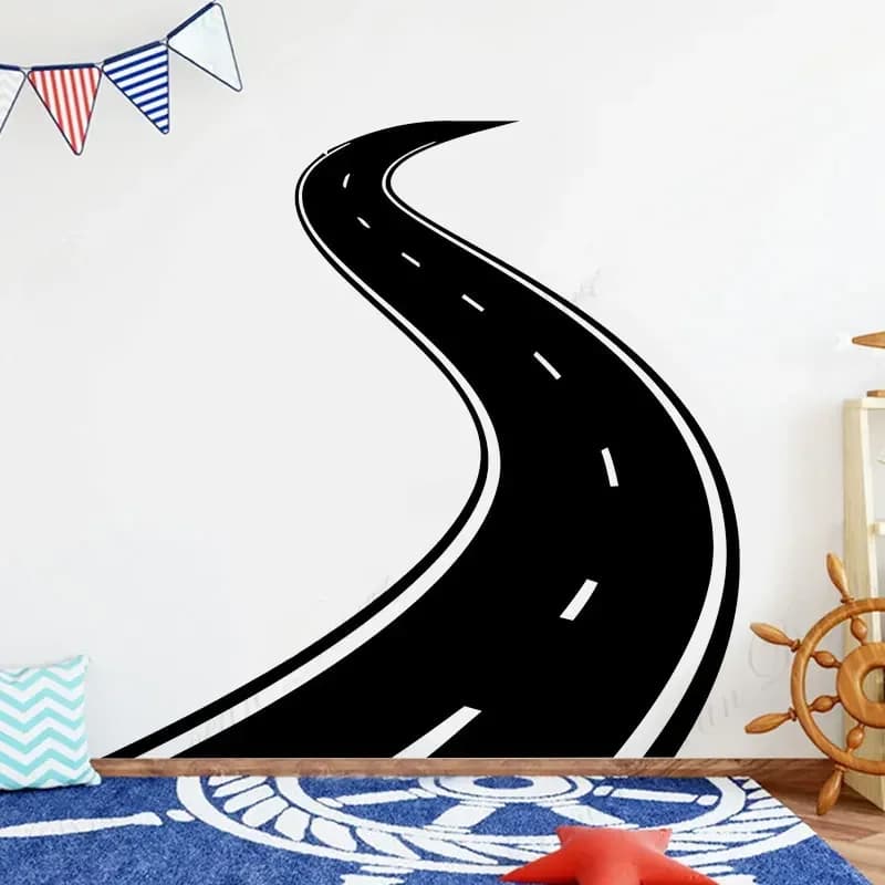 Road Muurtattoo Band Track Kronkelende Road Muursticker Vinyl Woondecoratie Kinderkamer Slaapkamer Speelkamer Kinderkamer Decor Muurschildering A686
