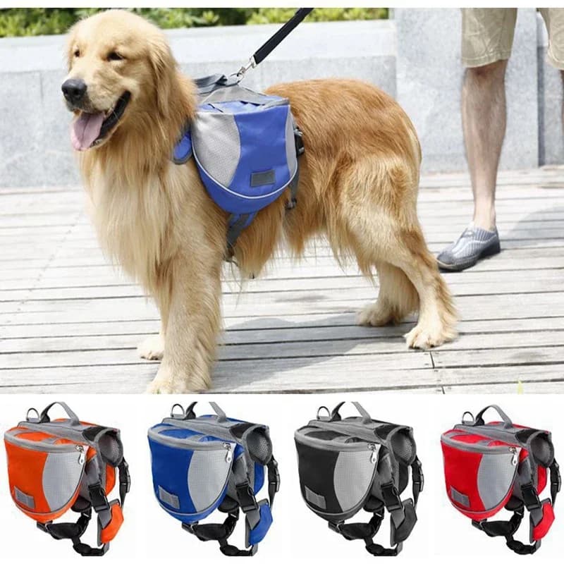 Huisdier Outdoor Rugzak Grote Hond Reflecterende Verstelbare Zadeltas Harnas Drager voor Reizen Wandelen Camping Veiligheid
