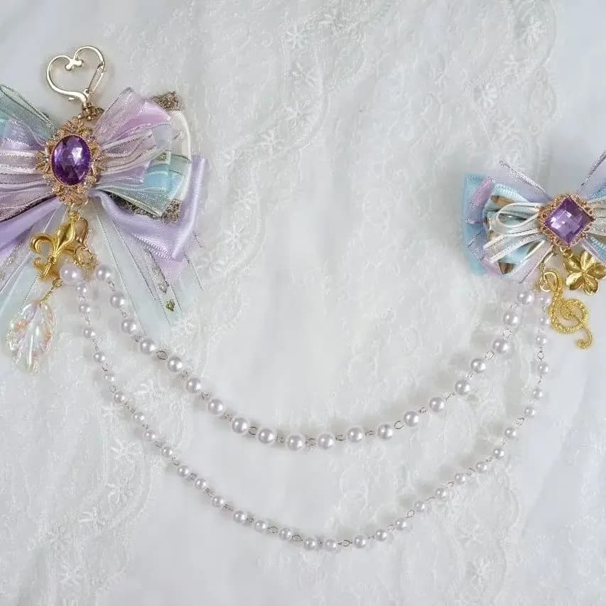 Vrouwen Ita Tas Ketting Accessoires, School Rugzak Ketting En Strik Parel, Lolita Linten Strik Ornamenten,
