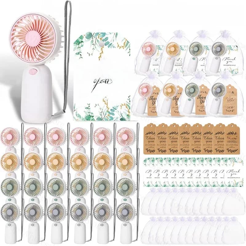 10-100 stuks mini handventilator bulk bruiloft ventilator op batterijen werkende draagbare ventilator feestfavoren voor gasten bruidsdouche