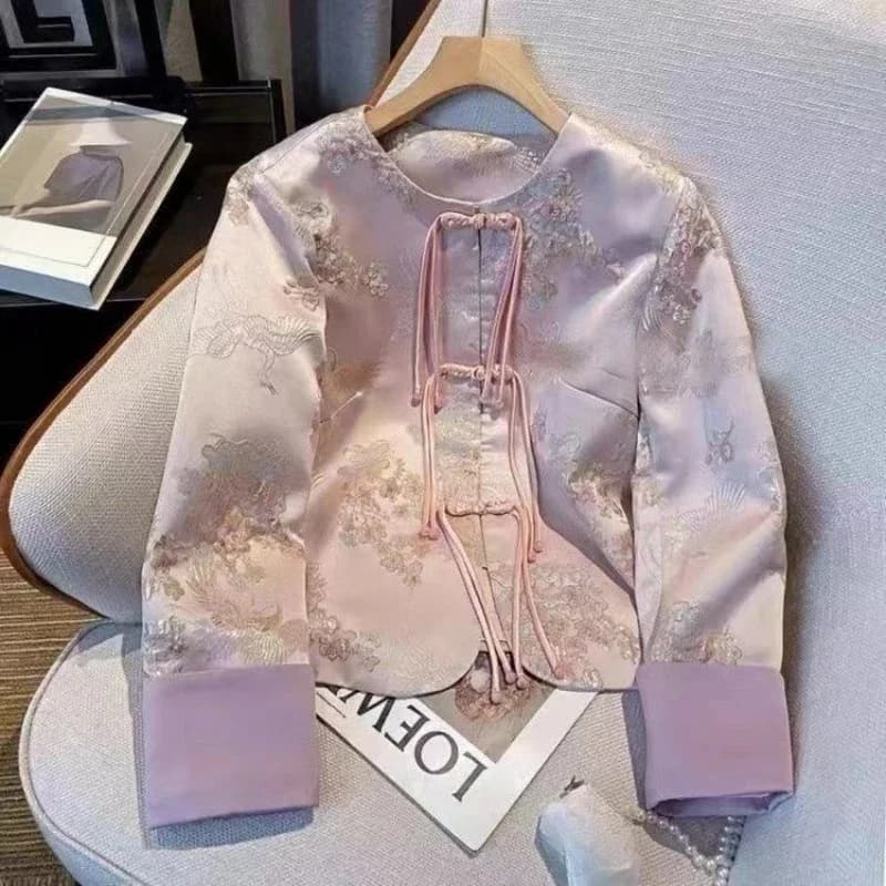 Oversized Tang Top Traditionele Chinese Kleding Plus Size High-end Azijnzuur Satijn Borduren Lente Herfst 2024 Damesjas