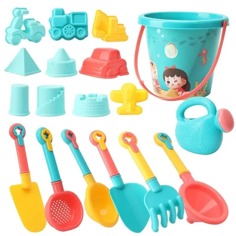18 Stuks Strand Speelgoed Set Emmer Aan Zee Kinderen Spelen Water Tool Auto Graven Zand Schep Buiten Spelen Zand Set
