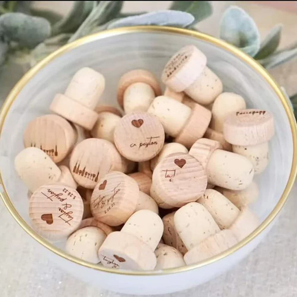 20/50/100/200 stuks aangepaste wijn kurk stop bruiloft partij dank u geschenk in bulk voor gasten gepersonaliseerde houten flessenstoppers