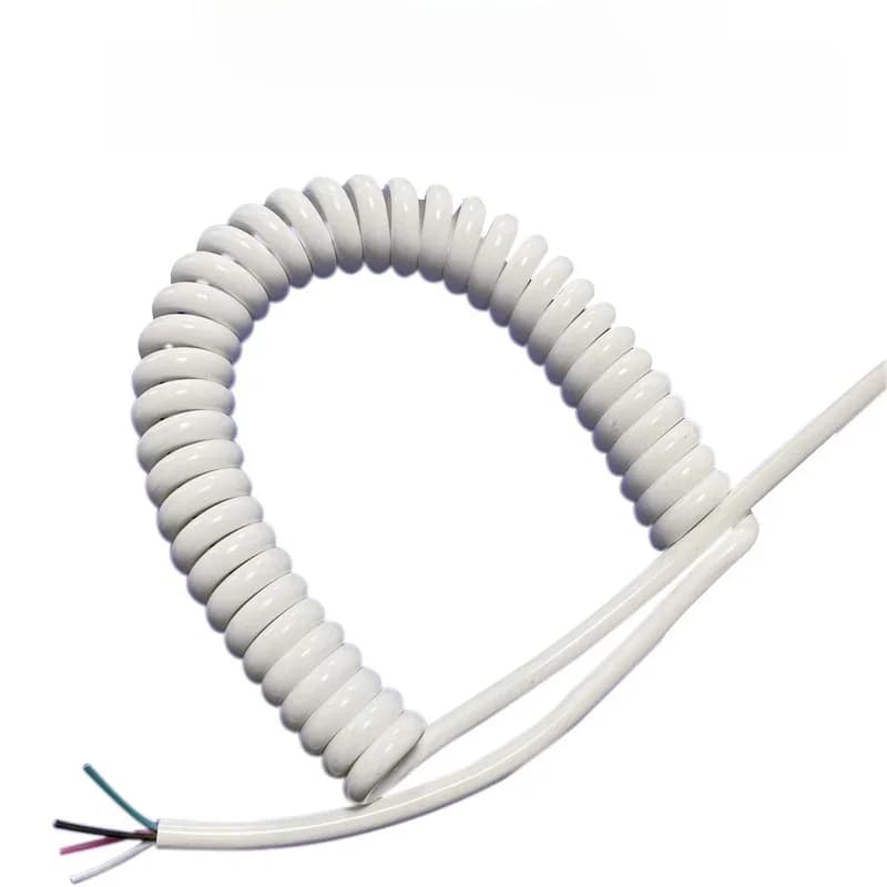Witte Lente Spiraalkabel Telescopische Draad 4Core 28/24/22AWG Stretch1/2/3/4/5/6/7/8/9/10 Meter Rekbare Draad Krimpbare Kabel