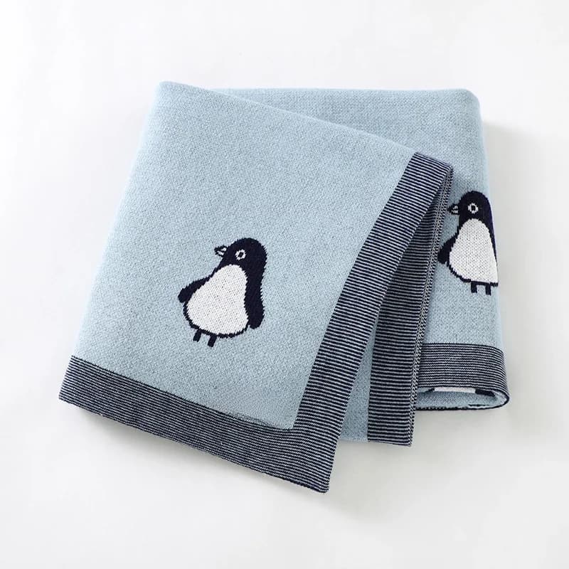 Pasgeboren Baby Deken Katoen Plaid Knit Peuter Jongen Meisje Wandelwagen Wrap Inbakeren Baby Bed Slapen Covers Leuke Pinguïn Zacht Dekbed