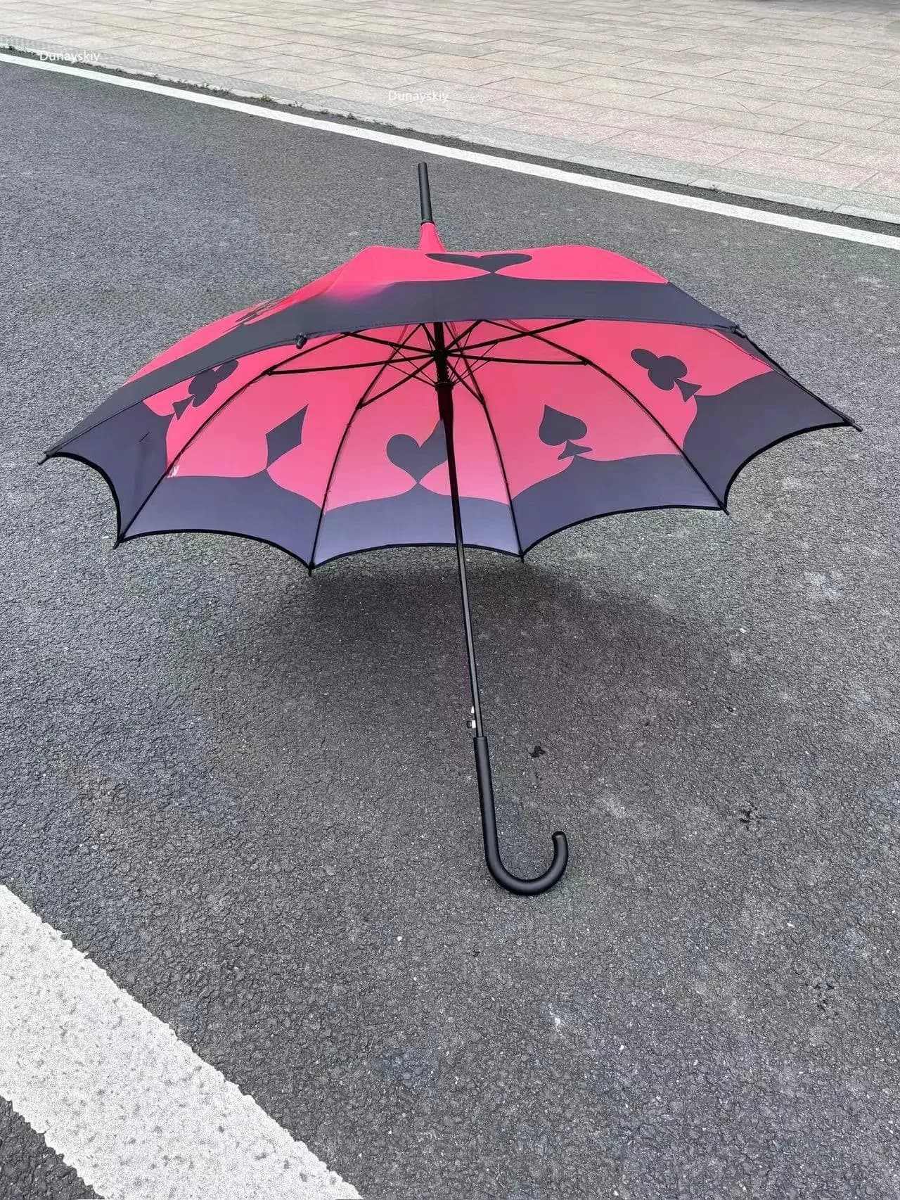 Zwart bedrukte pokerparaplu regen en glans Dual-purpose Cat COS paraplu schil fan perifere prop paraplu