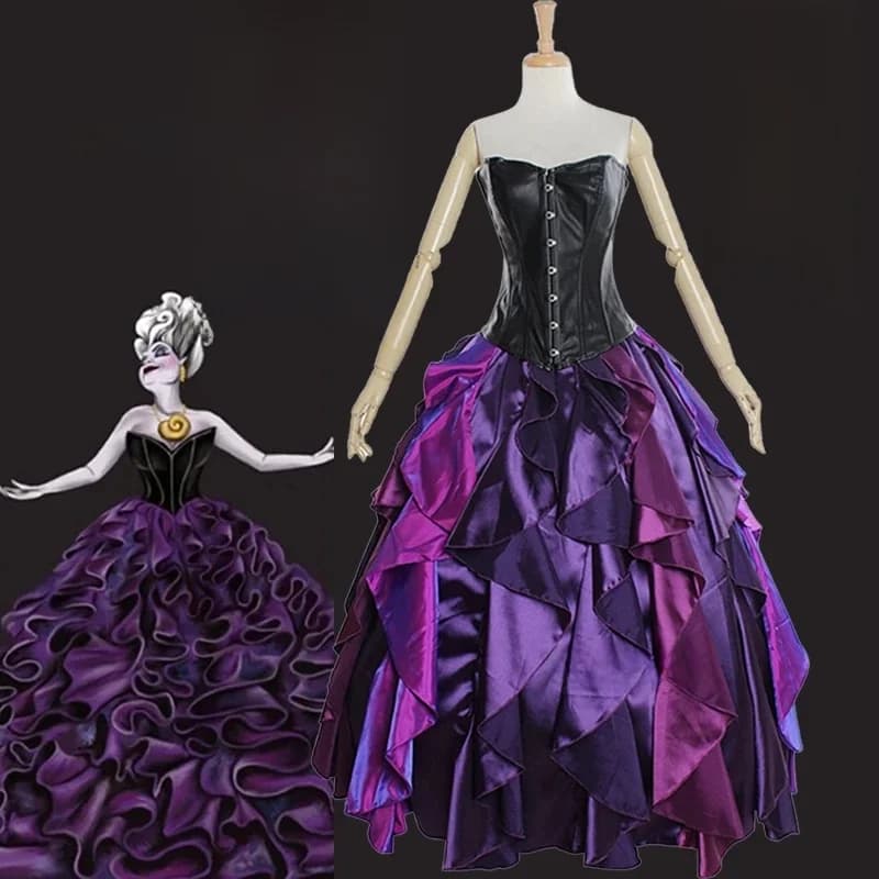 Zeemeermin Ursula Cosplay Kostuum Gothic Baljurk Anime Rollenspel Jurken Uniform Lace-Up Corset Jurk Halloween Bruidsjurken