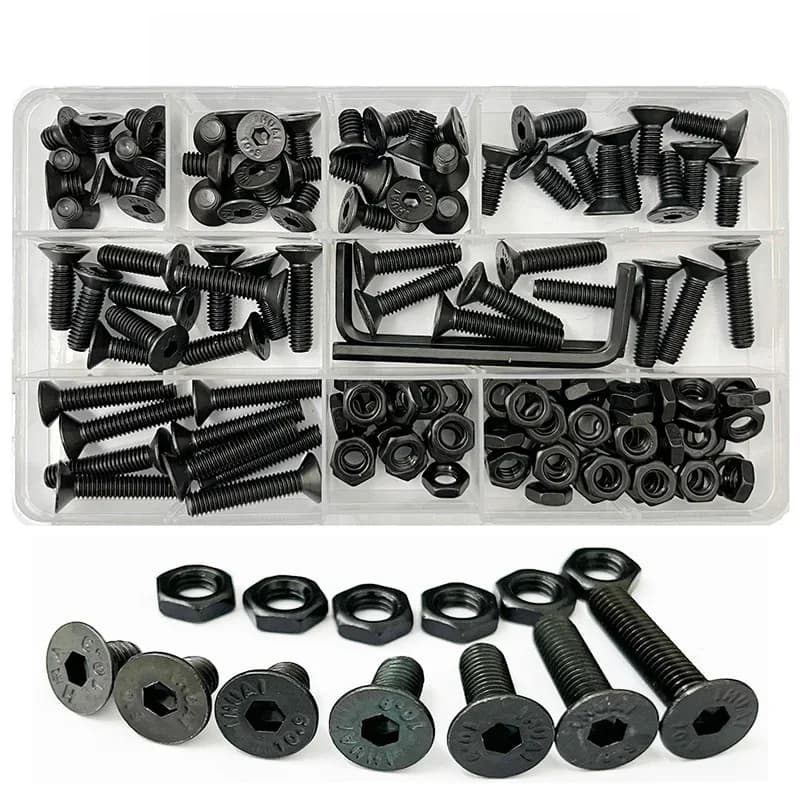 Verzonken Platte Kop Zeskantbout Moer Set Kit M2 M3 M4 M5 M6 Zwart Grade 10.9 Staal Hex Hexagon Socket Verzonken Kop Inbusschroef