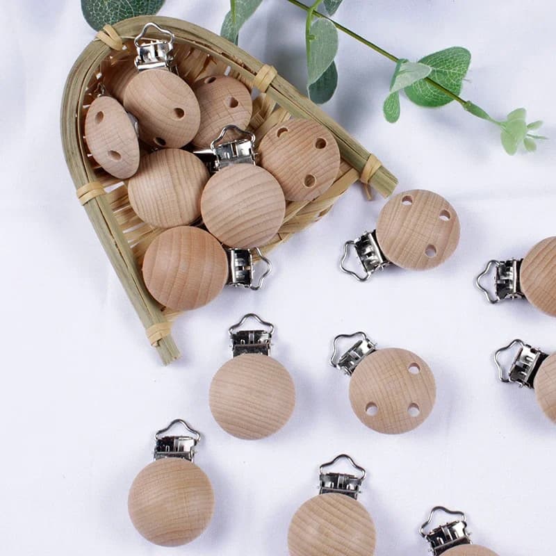 20 stks/partij Houten Fopspeen Clip Beuken Fopspeen Clips Kauwtabletten Tandjes Diy Dummy Clip Kettingen Baby Bijtring Verpleging Accessoires