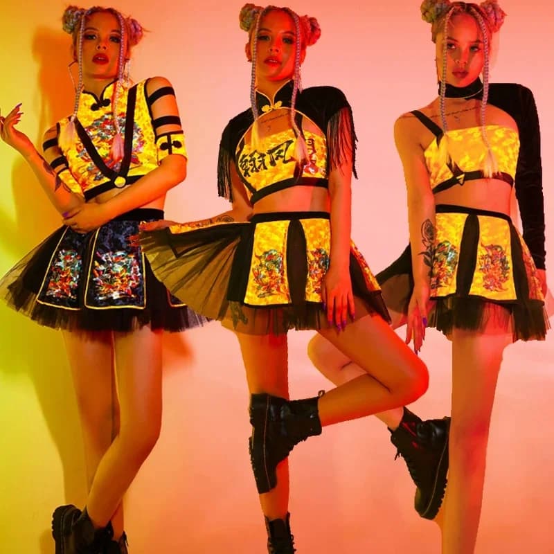 Jazz Dans Kostuum Volwassen Vrouwen Sexy Nachtclub Gogos Dj Kleding Chinese Stijl Singer Prestaties Slijtage Party Stage Outfit BL5268