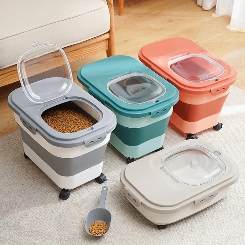 13/33LB Opvouwbare Kat Hondenvoer Opslag Container Droge Kattenvoer Doos Met Deksels Luchtdichte Afdichting Keuken Graan Rijst Opbergdozen