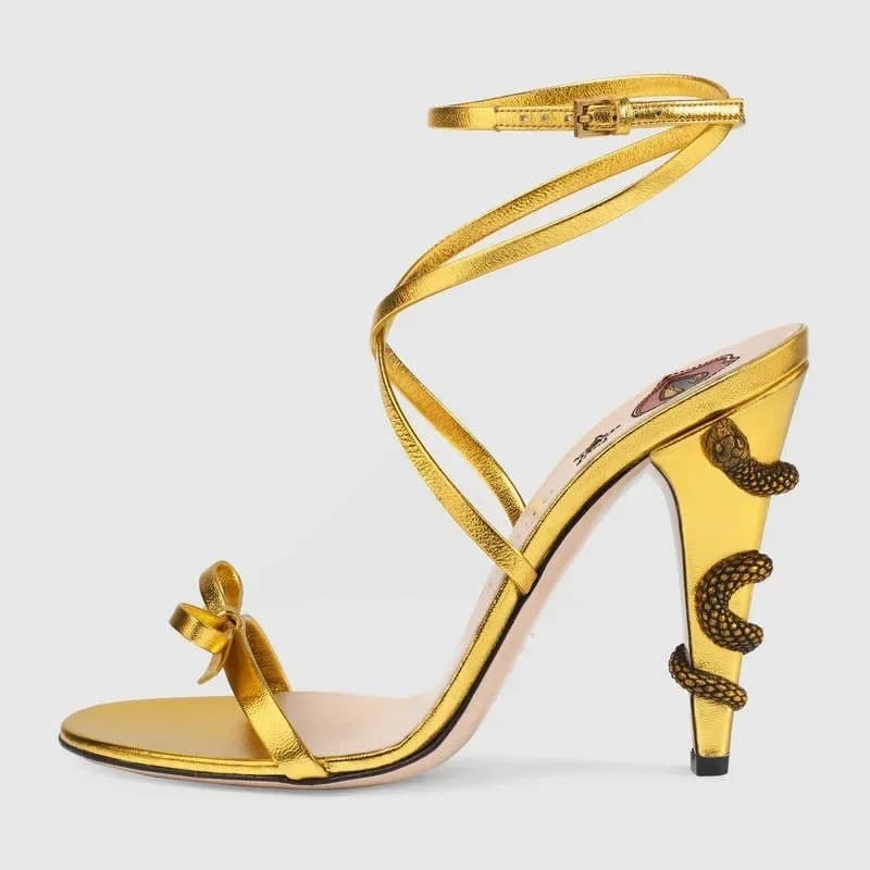 2024 Serpentine Wikkeling 10Cm Stiletto Sandalen Open Teen Strass Vormige Hak Vrouwen Schoenen 11 Kleur Party Sandalen Big Size 34-43