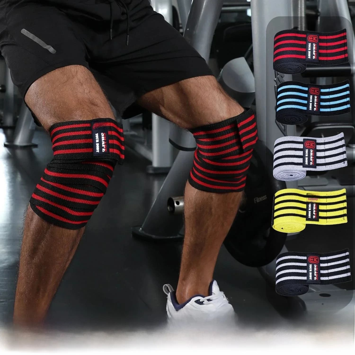 WOSWEIR-Fitness Elastische Kniebeschermers Sport Kniebandages Protector Dij Wraps Gewichtstraining Legging Sterkte Kniesteun