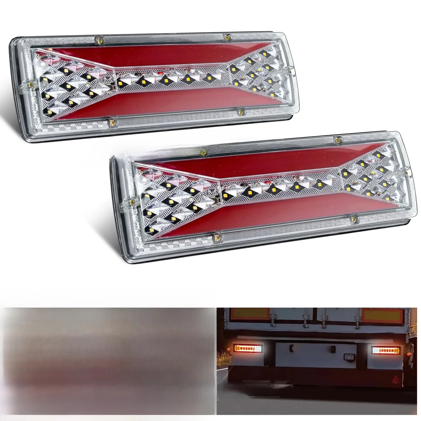 2Pc Aanhangwagen Achterlicht 41led Remloop Richtingaanwijzer Achteruitrijlicht Ip65 Waterdicht 12V Vrachtwagen Aanhangwagen Caravan Rv Utv Camper