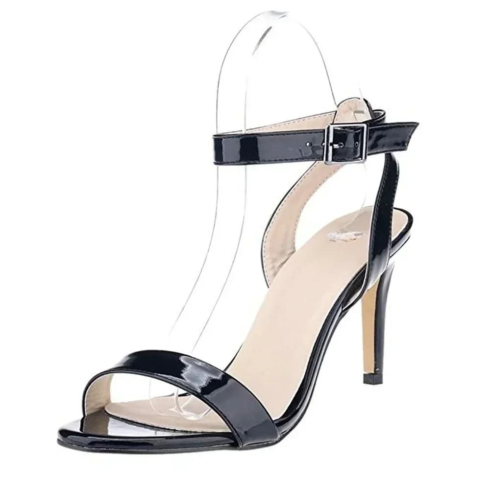 Damessandalen Zomer Blok Strappy Hakken Open Teen Enkelbandje Stiletto's Comfortabel Bruiloft Opgeklede 9cm Schoenen met middelhoge hakken