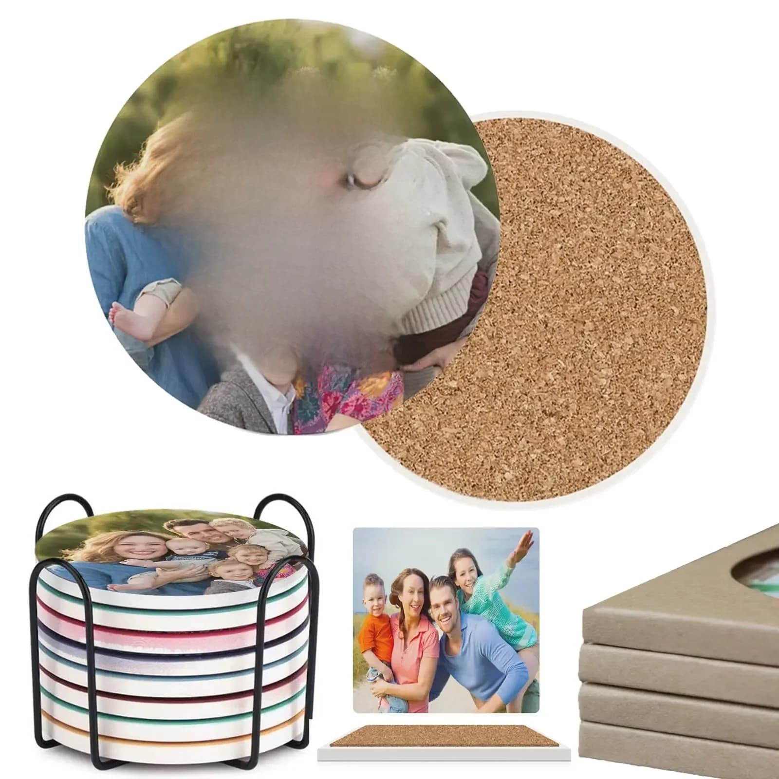 Gepersonaliseerde onderzetters Aangepaste keramiekonderzetters voor drank Voeg uw afbeelding toe Tekst Logo Absorberende baronderzetters voor beker