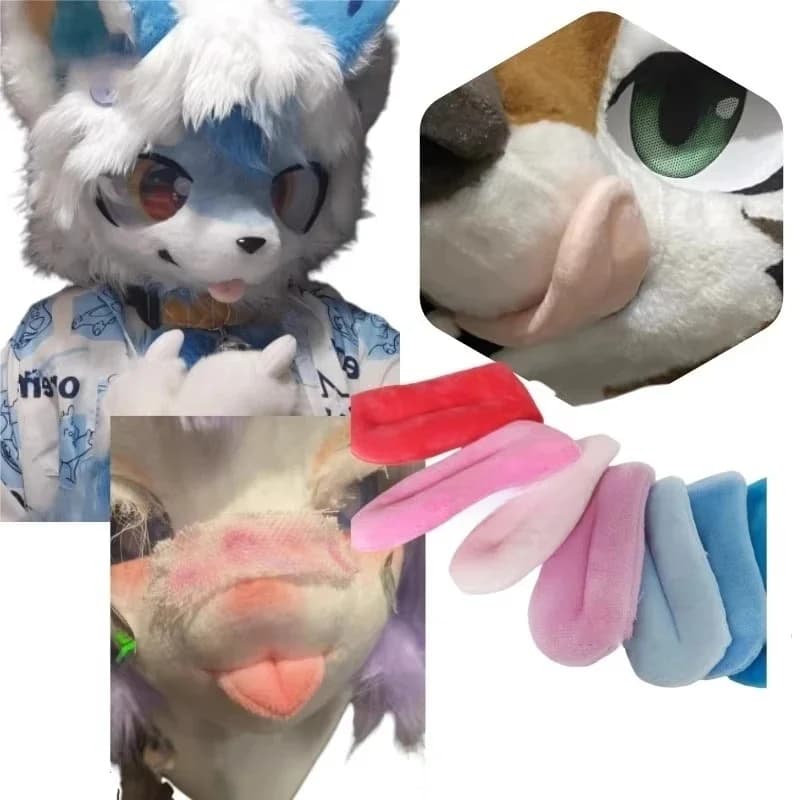 Fursuit Tongkostuum voor meisjes Tong Magnetisch Fursuit Harig Kig Afdeling Pluche Veelkleurig Harig Harig Schattig Vrouw Afgewerkt