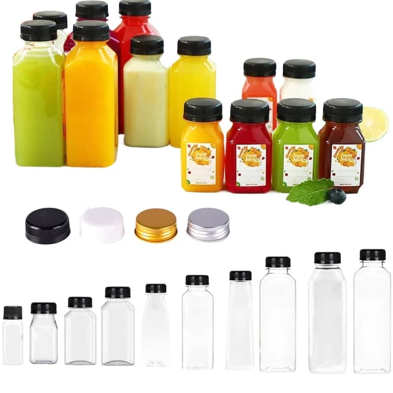 10 stks 60 ML-500 ML Draagbare Lege Doorzichtige Plastic Sap Flessen Herbruikbare Waterfles Sap Smoothie Melk Containers met Trechter