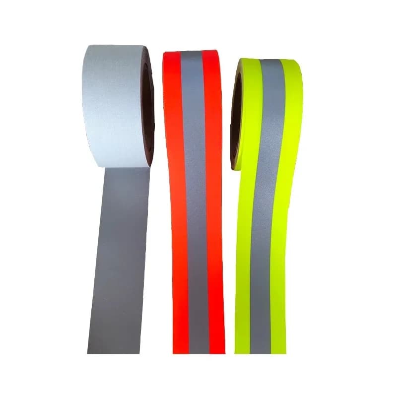 Vlamvertragend reflecterende stoffen tape, waarschuwingsreflecterende strip, fluorescerend geel, 100% katoen