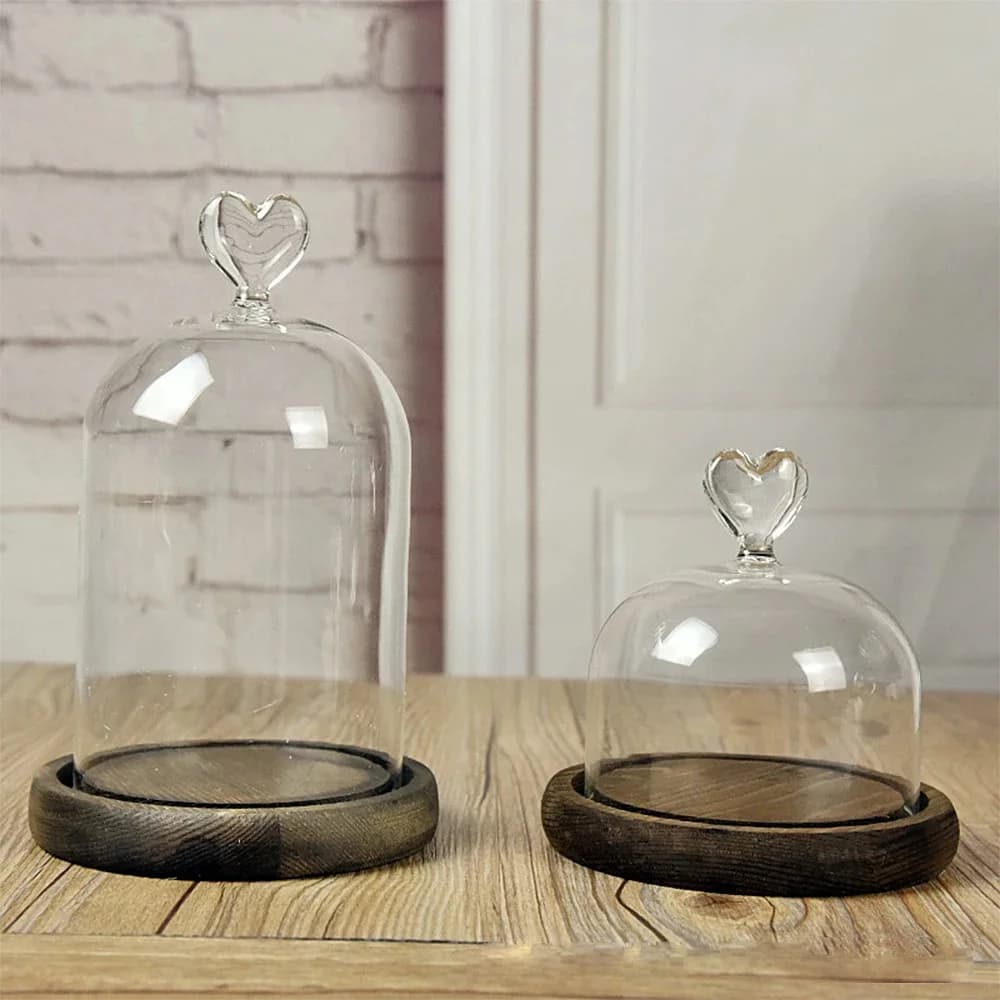 Glas Dome Bell Jar Cloche Display Jar Met Houten Base Stofkap Home Decor Slaapkamer Bureau Ornamenten Voor Thuis Kerst party