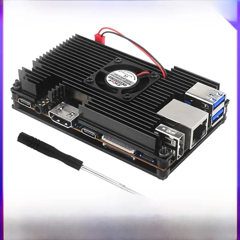 Oranje Pi 5 Aluminium Case Actieve & Passieve Metalen Behuizing Met Koelventilator Optionele Voeding Usb Wifi & bt Adapter