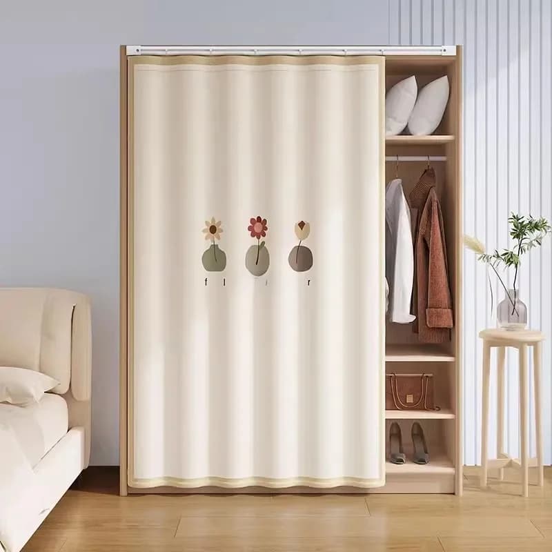 Kastgordijnhoezen kledingkast, schoenenkast, boekenplank, keukenkast, geen boren, magische tape, stofdicht stoffen gordijn
