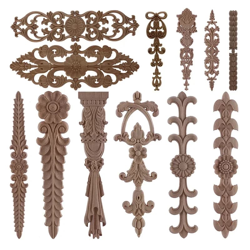 RUNBAZEF 1PC Nieuwe Decoratieve Hout Applicaties Ongeverfd Eiken Gesneden Golf Bloem Onlay Decal Hoek Meubelen Deur Decor Ambachten