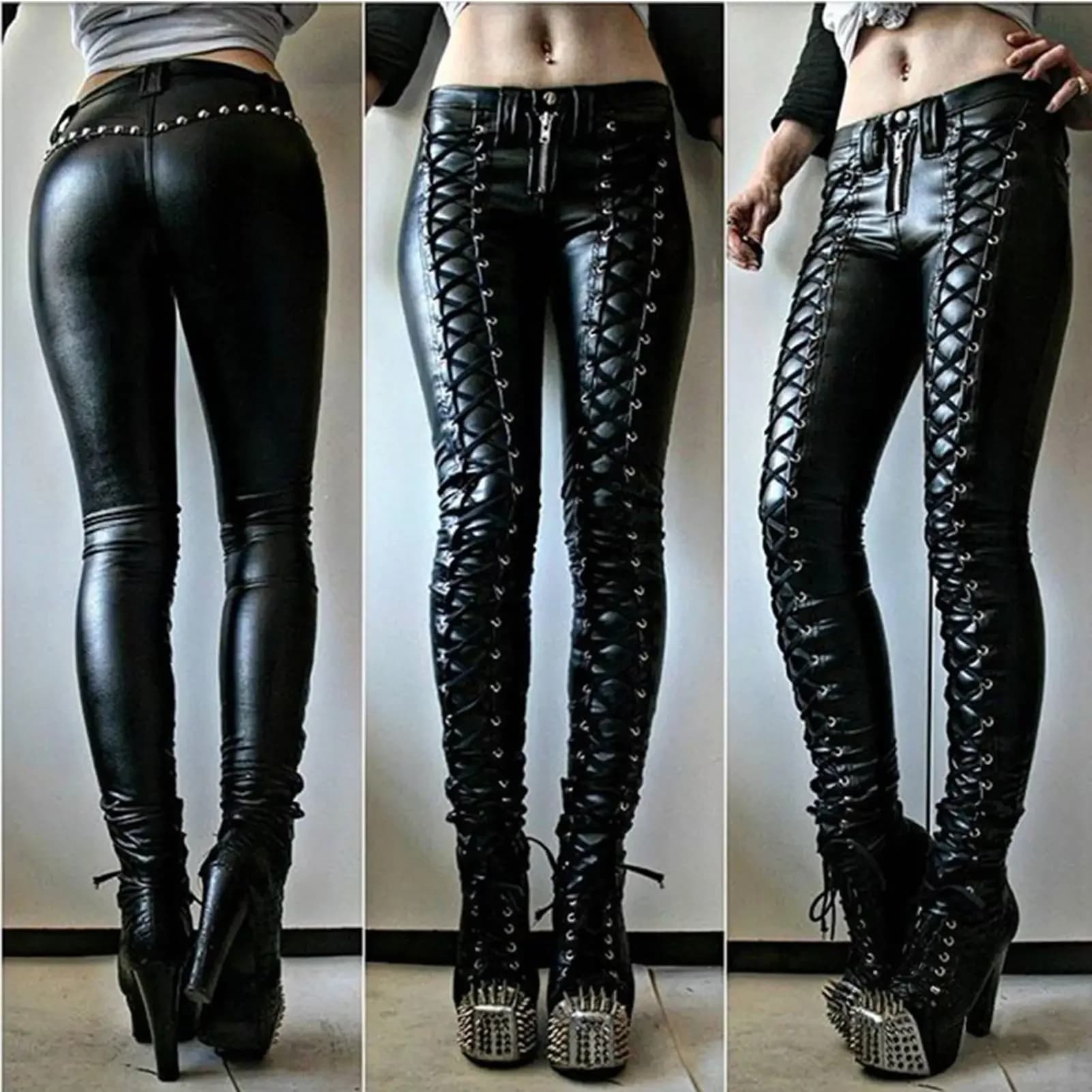 Steampunk Vrouwen Kunstleer Cosplay Broek Carnaval Party Skinny Knop Broek Workout Legging Hoge Taille 2020 Nieuwe Meisjesbroek