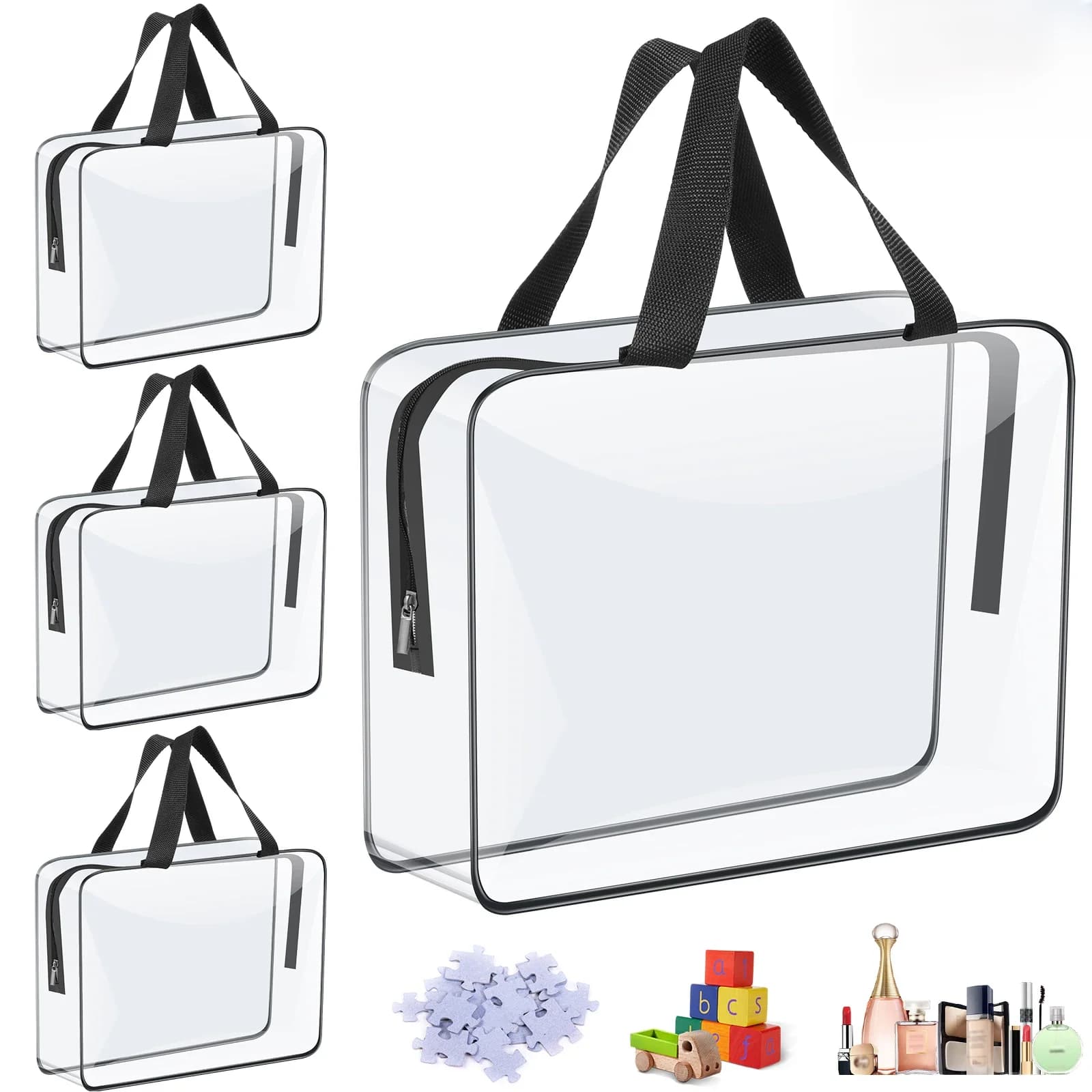 4/6 stuks PVC make-up opbergzakken draagbare grote capaciteit waterdichte doorzichtige organizer tas met ritssluiting voor reizen wassen huishouden