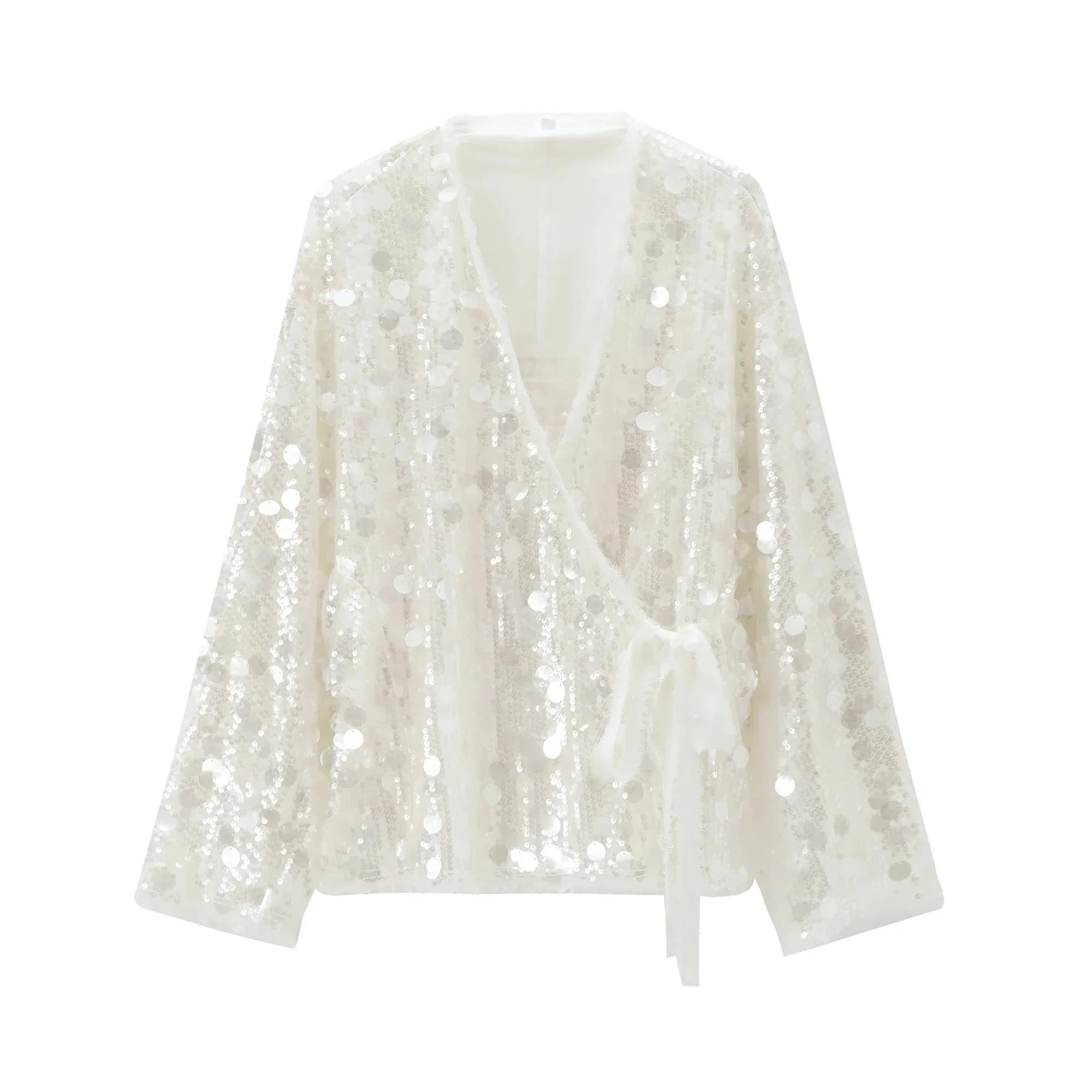 2024 Herfst Nieuwe Dameskleding Europese En Amerikaanse Stijl Mode Veelzijdige Serie Kraal Decoratie Kimono Stijl Outcoat