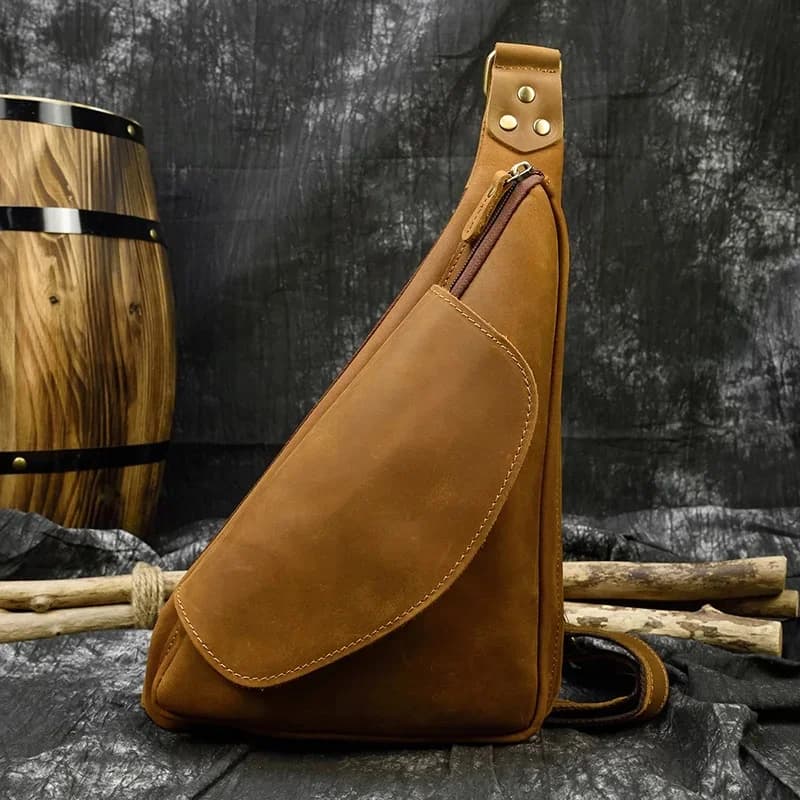 Retro Stijl Lederen Crossbody Tassen Mannen Mannelijke Enkele Schoudertas Lederen Sling Bag Mode Outdoor Borst Pakken Anti Diefstal