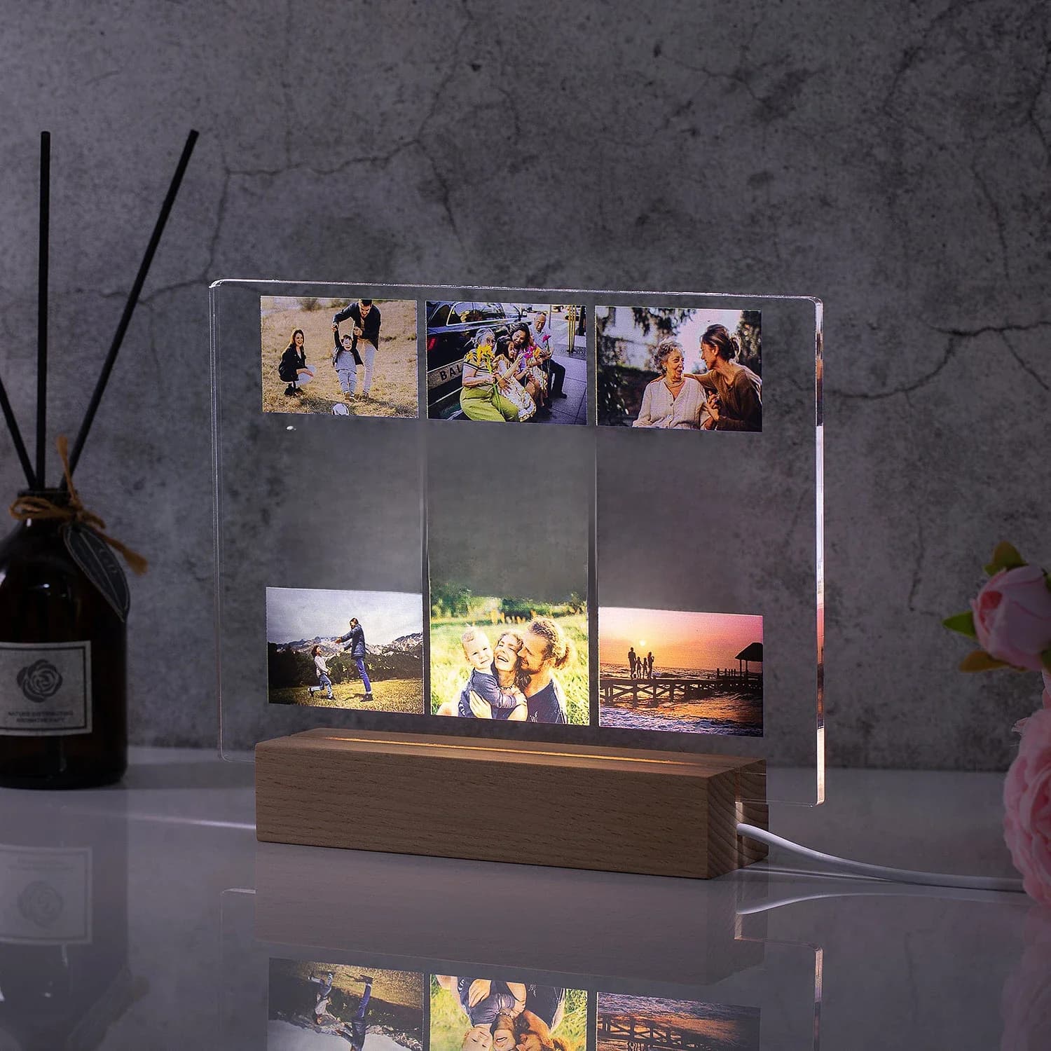 Gepersonaliseerde aangepaste foto tekst 3D acryl lamp aangepaste slaapkamer nachtlampje voor moeder vader LIEFDE familie verjaardag kerstdag cadeau