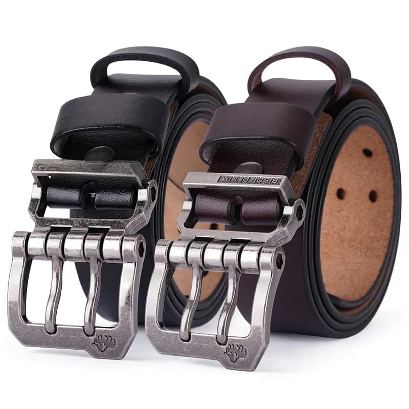 Bizon Denim Heren Riem Gesp Riem Zonder Gesp Vintage Lederen Pin Gesp Riemen Casual Cowboy Tailleband Voor Heren
