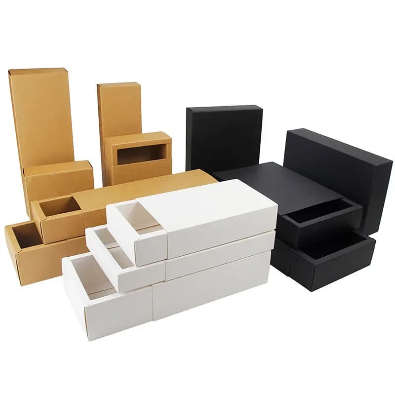 Kraftpapier Geschenkverpakking Wit Bruin Zwart Kleur Party Cookie Snoep Taartdozen Glijdende kartonnen verpakking