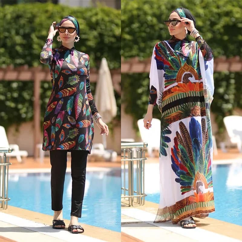 Burkini muslim swimwear boerkini dames zomer burkini moslim badmode vrouwelijke moslim hijab Burkini Moslim Bescheiden Cover Ups Voor Badmode Zwemmen