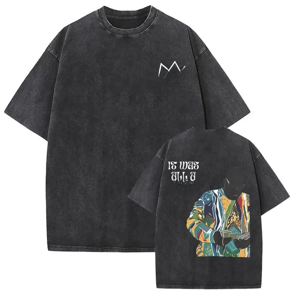 De beruchte grote is allemaal een droom grafische vintage gewassen t-shirt hiphop rapper biggie smalls t-shirts mannen oversized t-shirt