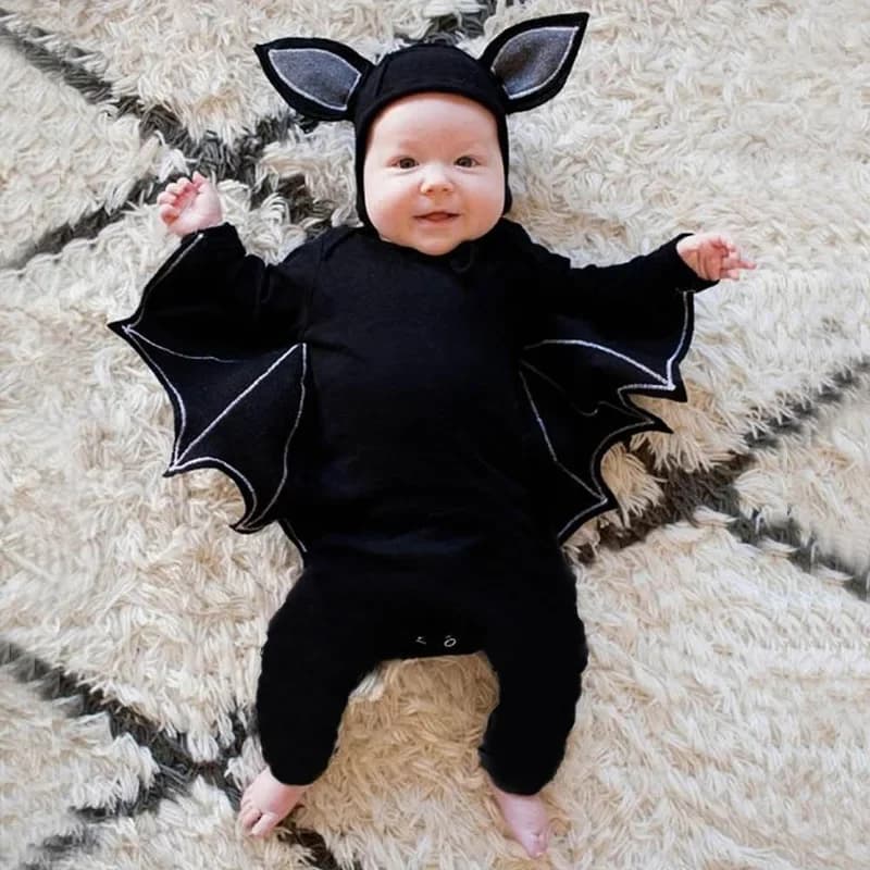 Halloween Baby Black Bat Kostuum Cosplay Romper Jumpsuit Baby Jongens Meisjes Purim Party Carnaval Fancy Dress Lange Korte Umorden