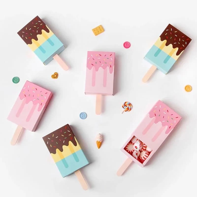 10/20/50 Stuks Ijs Geschenkdozen Schattige Snoep Verpakking Cartoon Kleurrijke Kraft Papieren Geschenkzak Bruiloft Verjaardagsfeest Snoepdoos
