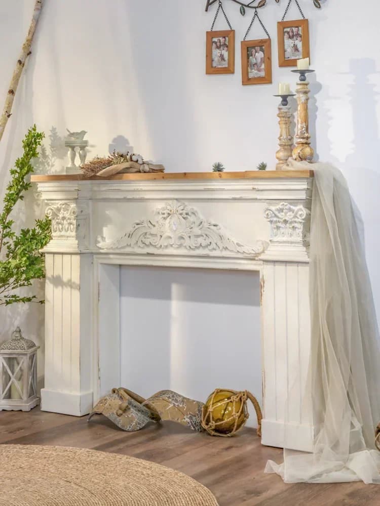 Massief Hout Reliëf Open Haard Frame Decoratie Europese Stijl Villa Homestay Creatieve Retro Opslag Rack