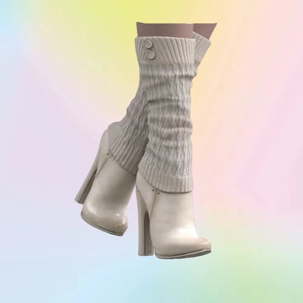 Witte Patchwork Laarzen Halfhoge Kuit Nieuwe Stijl Effen Schoenen Stiletto Hak Hoge Hak Schoenen voor Dames Schoenen 2024 Zapatos Para Mujere