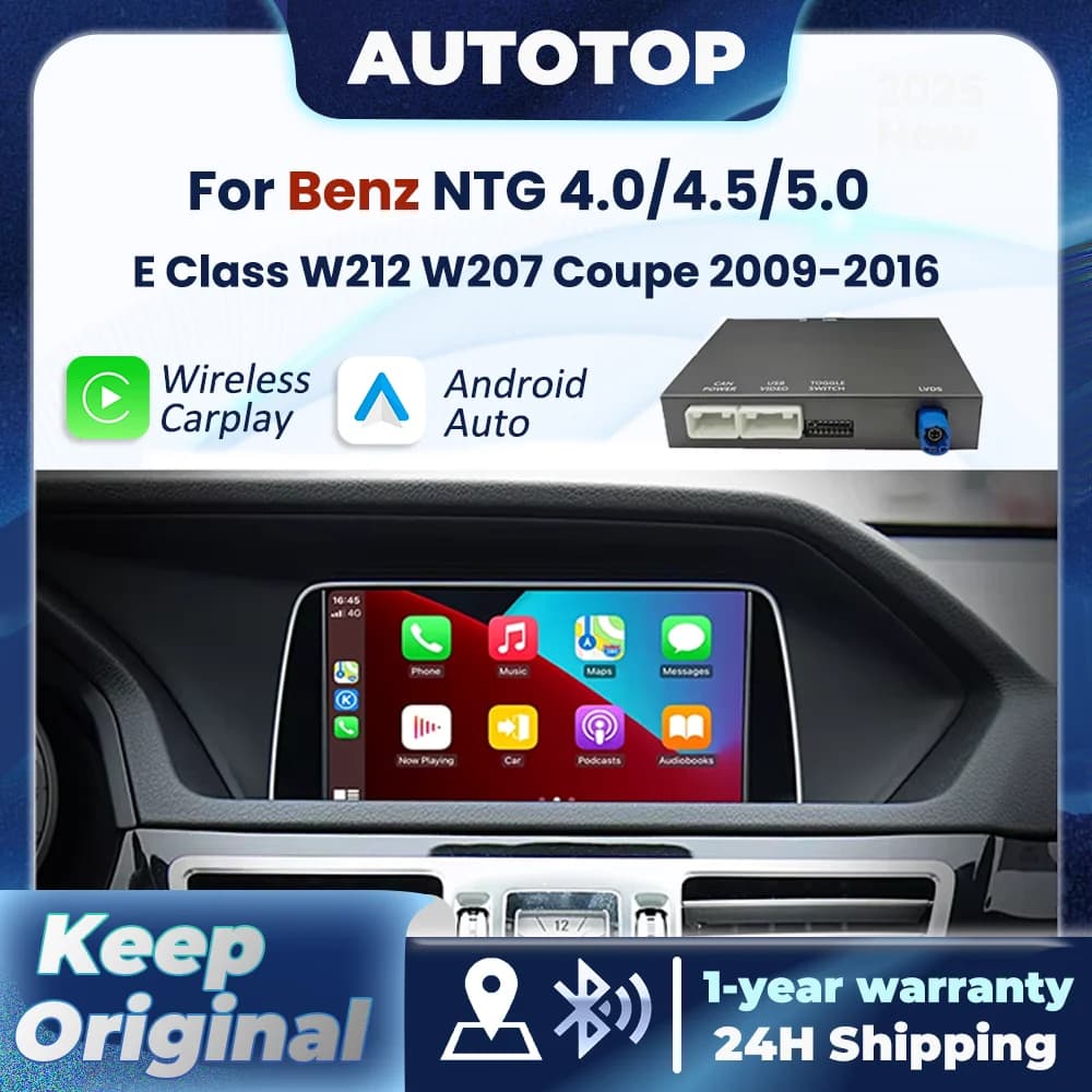 Draadloze CarPlay Android Auto Decoder Voor Mercedes Benz E Klasse W212 W207 COUPE NTG 4.0 4.5 5.0 Spiegel Link BT AUX GPS Module