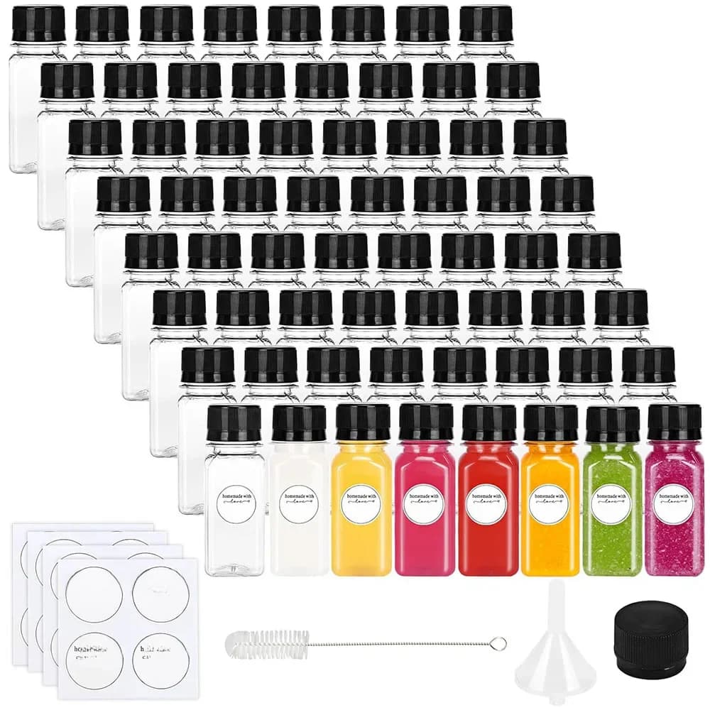 2oz shotflesjes met dopjes, lege sapflesjes voor het maken van sap, herbruikbare sapcontainers voor melk, gembershots en dranken