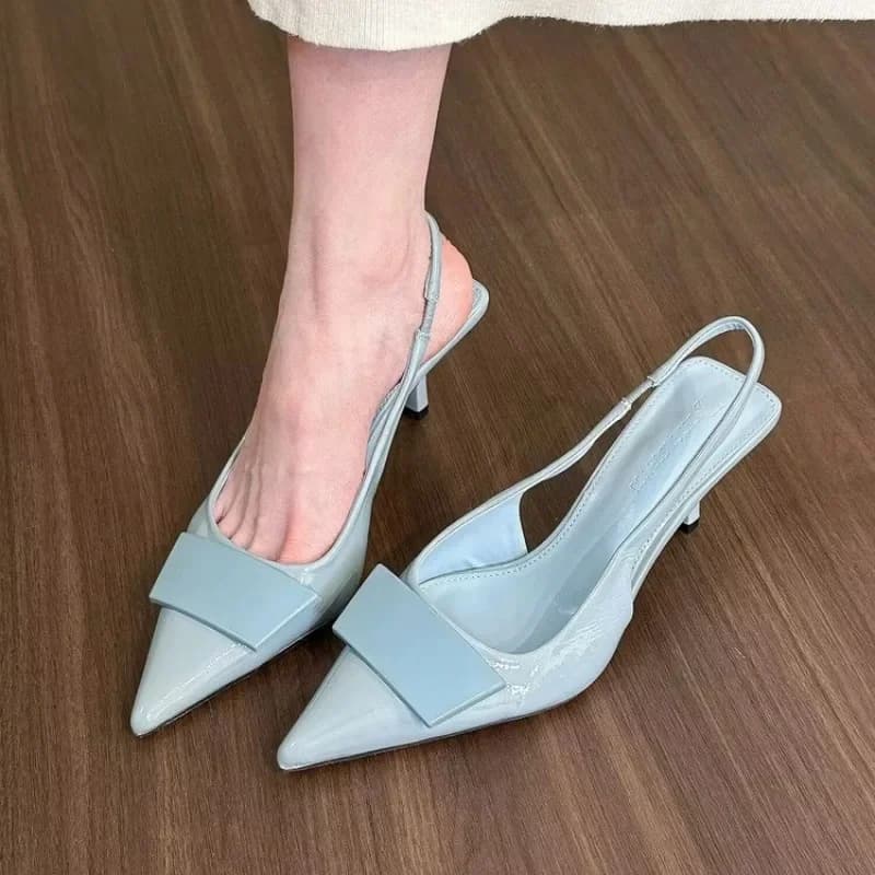 Dames lederen pantoffels hoge hakken schoenen feestpompen vrouw zomer sandalen dames hoge hak slingback sandaal schoenen