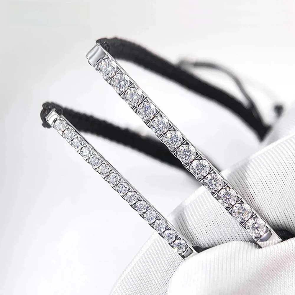 Serenity 2mm 3mm D Kleur Moissanite Armband Gevlochten touw voor Vrouwen Mannen 100% S925 Sterling Zilver Verstelbare Hand Chain Sieraden