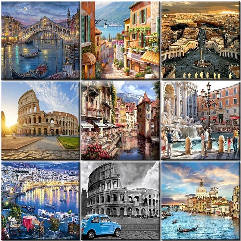 Italië Verf Door Getallen Rome Diy Digitale Schilderen Door Nummer Modern Wall Art Canvas Acryl Geschilderde Unieke Gift Home Decor foto