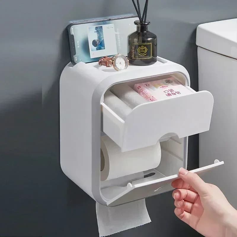 Toiletrolhouder Boxhouder Badkamerrek Waterdichte haspel Tissue Opbergdoos Ponsvrije Keuken Badkamer Opslaghouder
