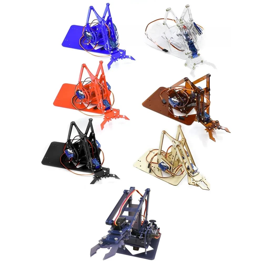 SG90 4 DOF Demontage Acryl Mechanische Arm Robot Manipulator Klauw Voor Arduino Leren DIY Kit Robot Slimme Afstandsbediening Speelgoed