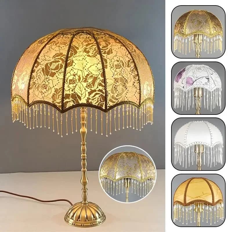 Luxe Vintage Kwastje Kraal Lampenkap High-end Stof Europese Classiacl Lampenkap Slaapkamer Bedlampje Vloerlamp Cover E27