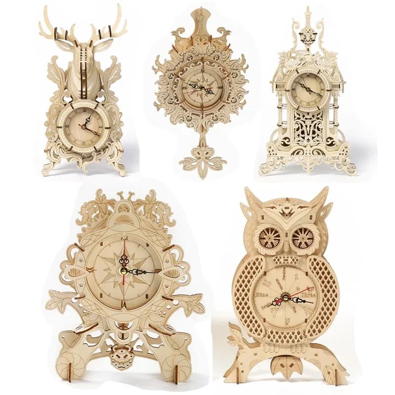 Uil Klok 3D Houten Puzzel Mechanische Versnelling Retro Wandklokken Model Building Kits Woondecoratie Kids Volwassenen Verjaardagscadeautjes