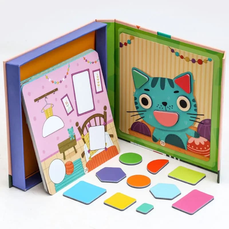 Magneten Legpuzzel Babyspeelgoed Montessori Materialen Geometrische vorm Bijpassend educatief speelgoed voor kinderen Magnetische tangram